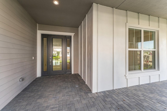 entrance to property with board and batten siding