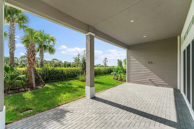 view of patio featuring a fenced backyard