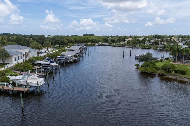 water view with a boat dock