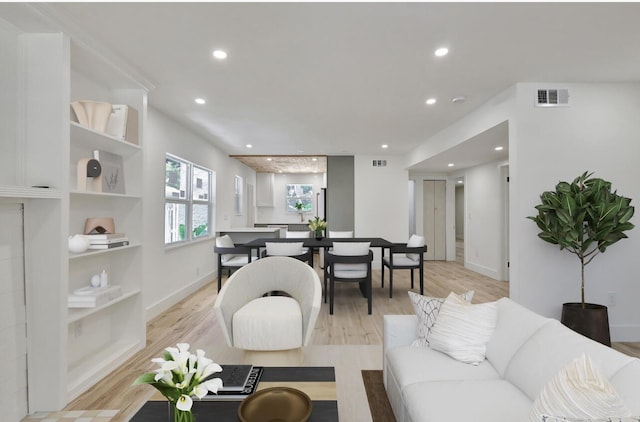 living room featuring light hardwood / wood-style flooring