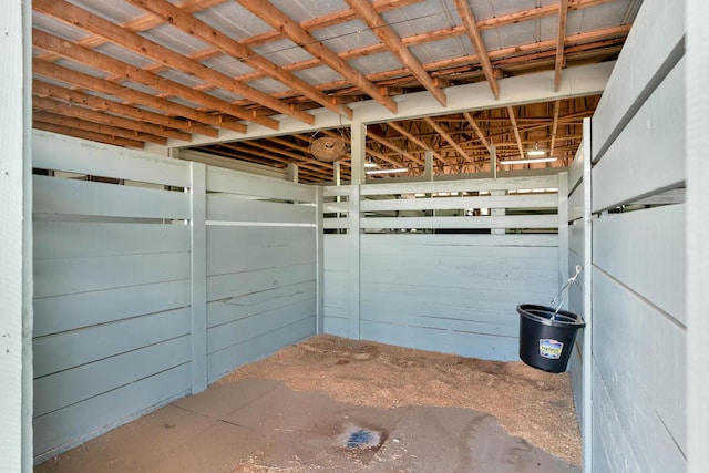 garage with wooden walls