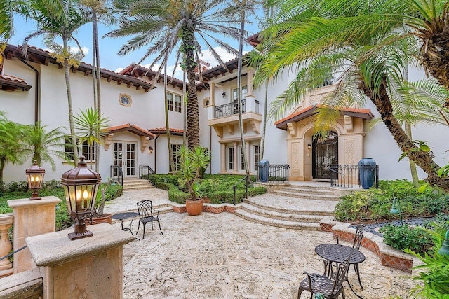 exterior space featuring french doors and a patio area