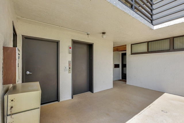 view of patio / terrace with elevator