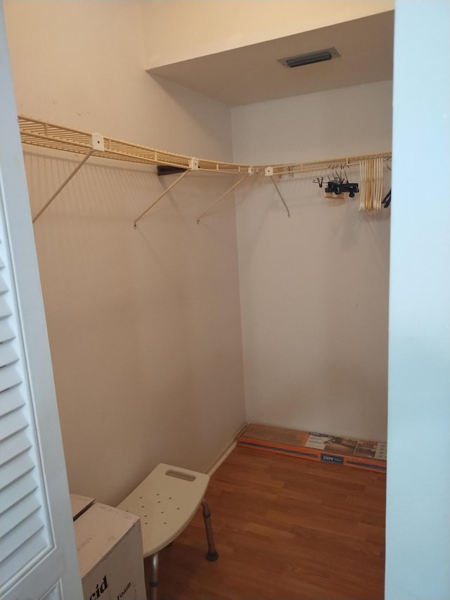 walk in closet featuring wood-type flooring