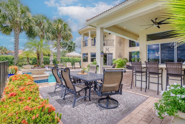 view of patio / terrace with ceiling fan