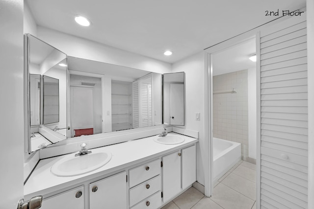 bathroom featuring vanity and tile patterned flooring