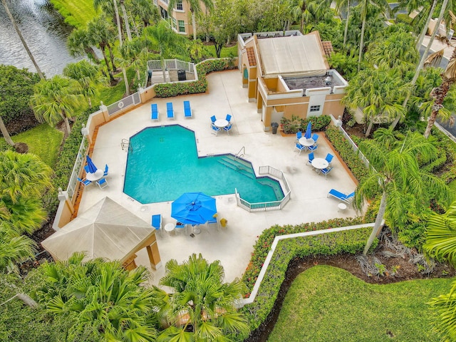 view of pool featuring a patio