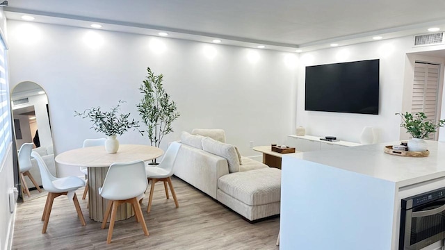 living room with light wood-type flooring