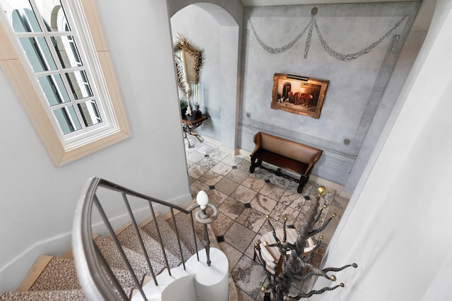 stairs with tile flooring