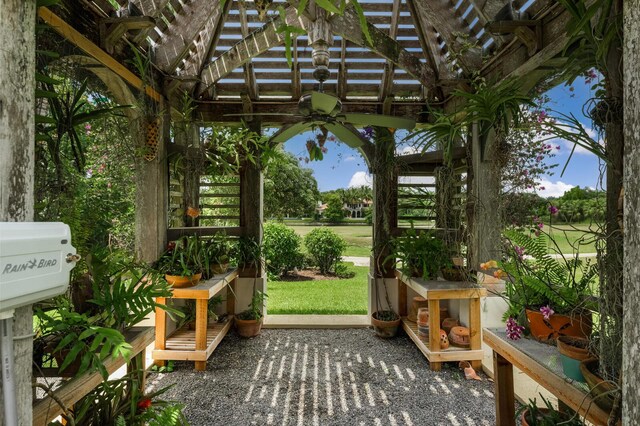 view of patio with a pergola