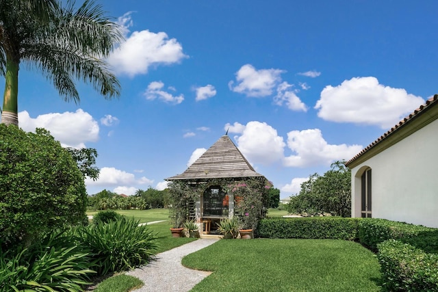 view of yard with a gazebo