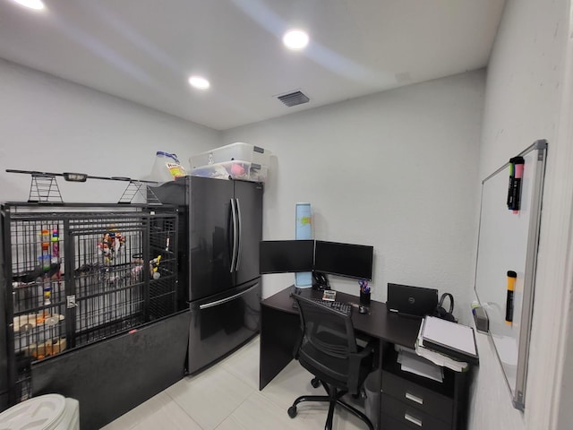 office area featuring light tile patterned floors