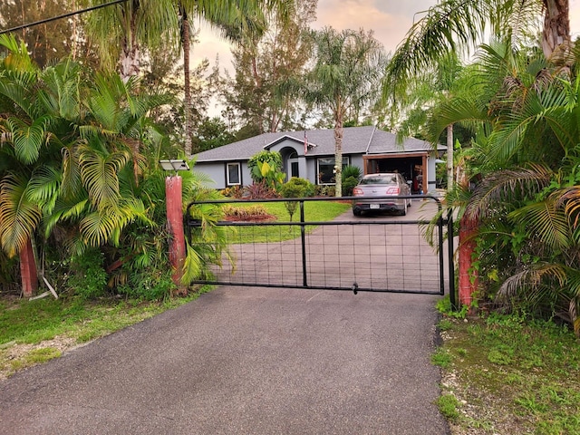 view of front of property with a garage