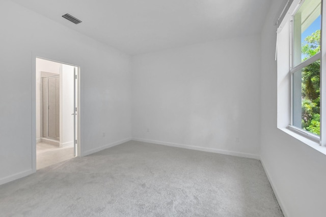 empty room featuring light carpet