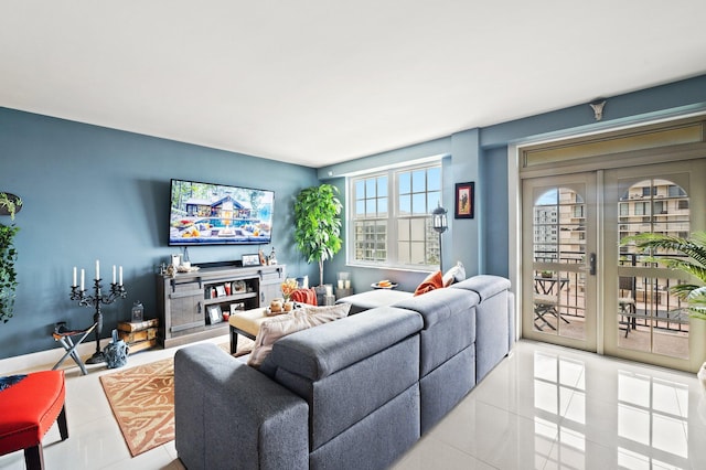 view of tiled living room