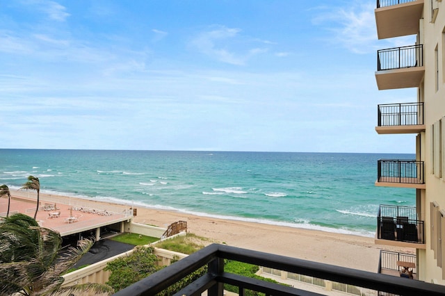 property view of water featuring a view of the beach