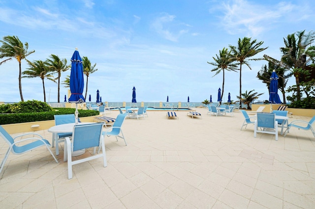 view of swimming pool with a patio area