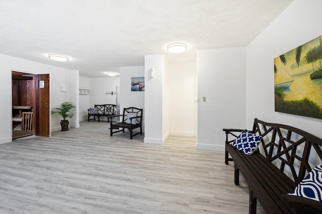 living area featuring light hardwood / wood-style floors