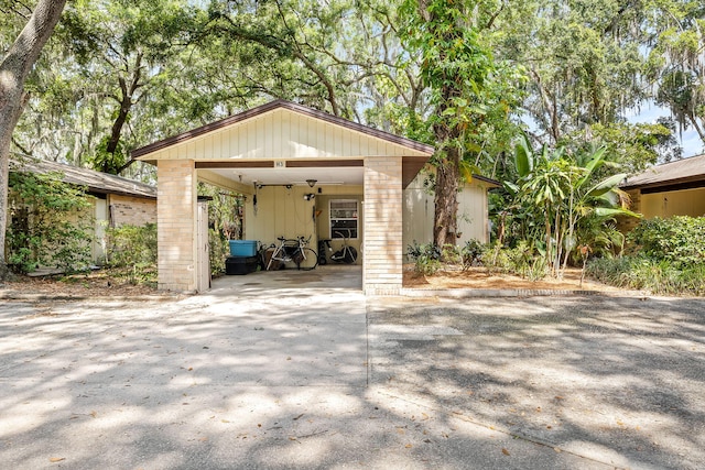 garage with a carport