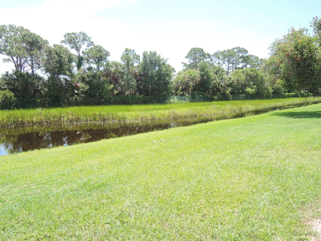 view of yard with a water view