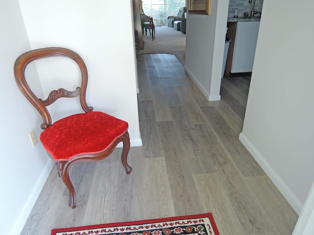 hall with wood-type flooring