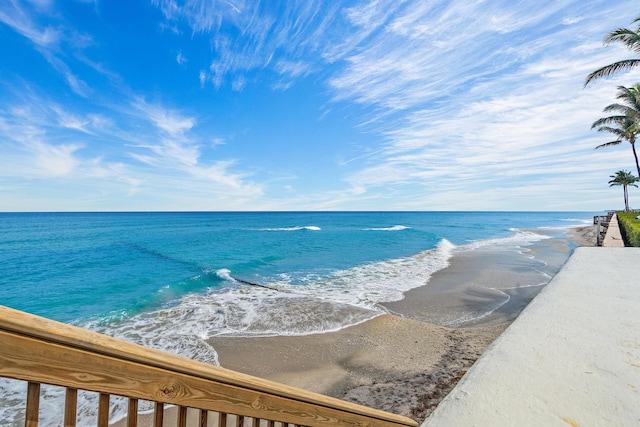 view of water feature featuring a beach view