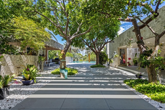 view of property's community with a patio area