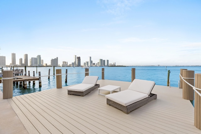 dock area featuring a water view