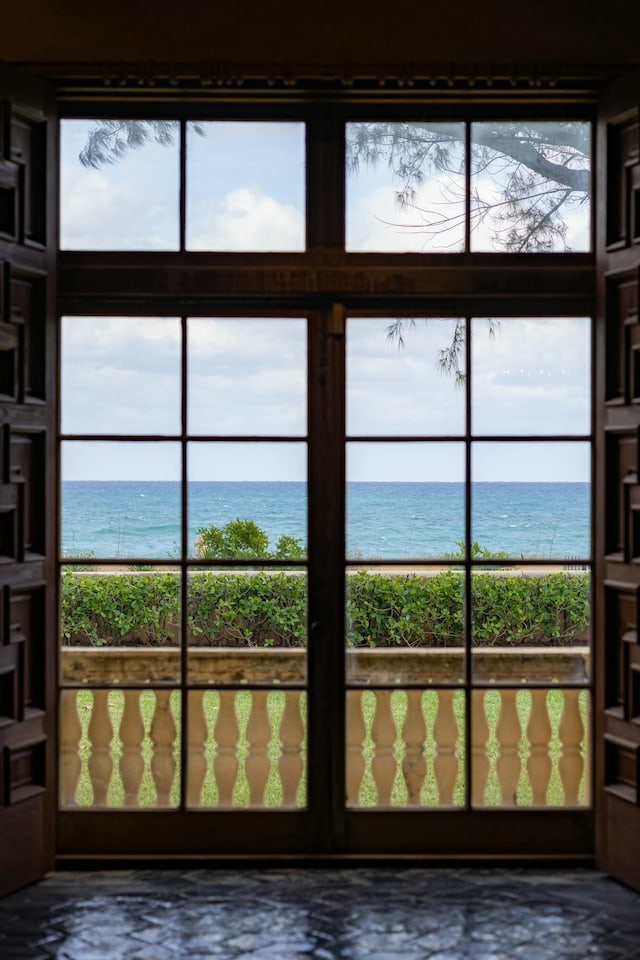 doorway with a water view