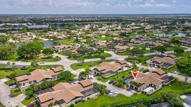 bird's eye view featuring a water view