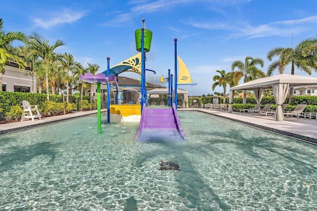 view of playground with a gazebo