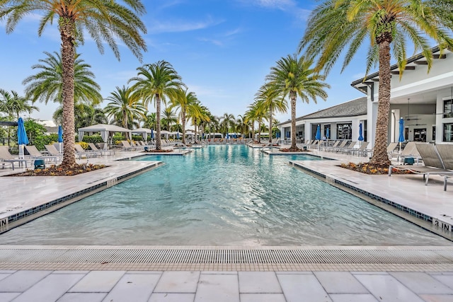 pool featuring a patio area