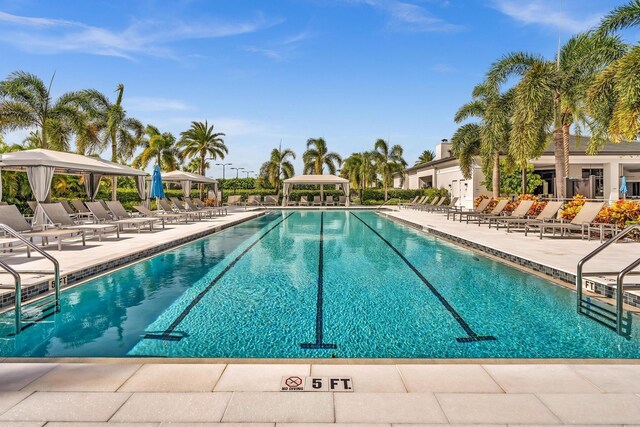 view of pool featuring a patio