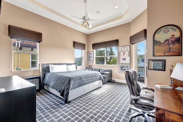 bedroom featuring a tray ceiling