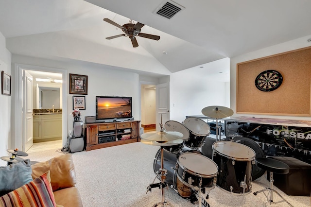 game room featuring ceiling fan