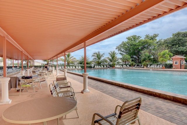 view of pool featuring a patio area