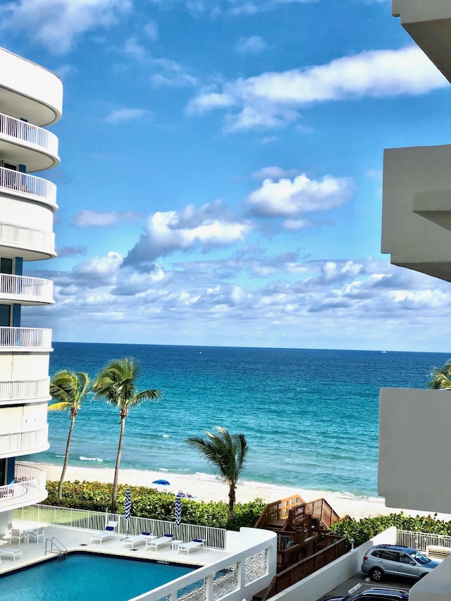 property view of water with a beach view