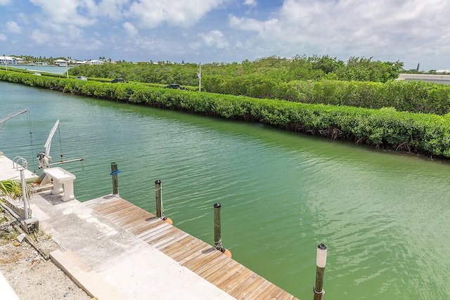 view of dock featuring a water view