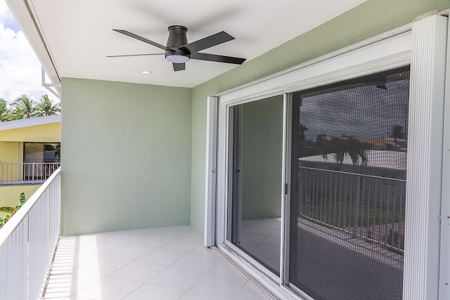 balcony with ceiling fan