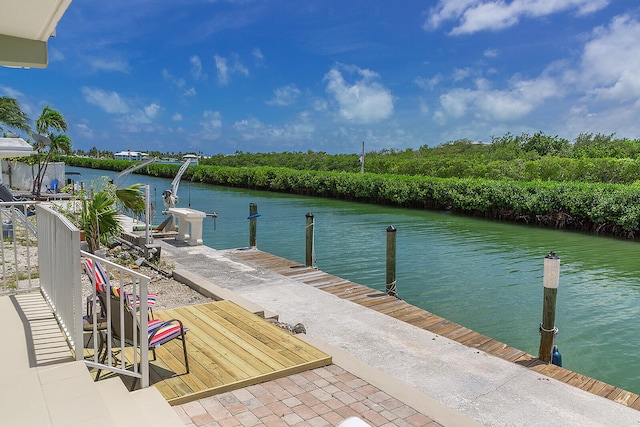 view of dock featuring a water view