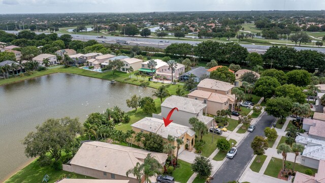 bird's eye view featuring a water view