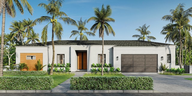 contemporary home featuring a garage