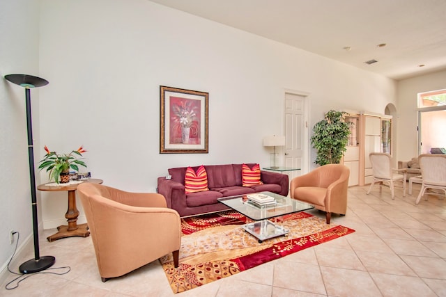 view of tiled living room