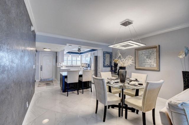 dining room with crown molding