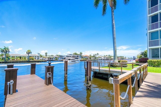 dock area with a water view