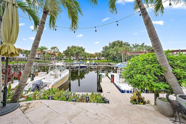 view of dock featuring a water view