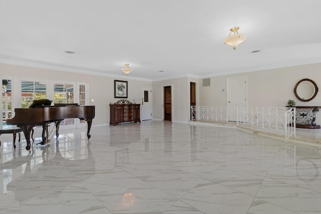 misc room with ornamental molding