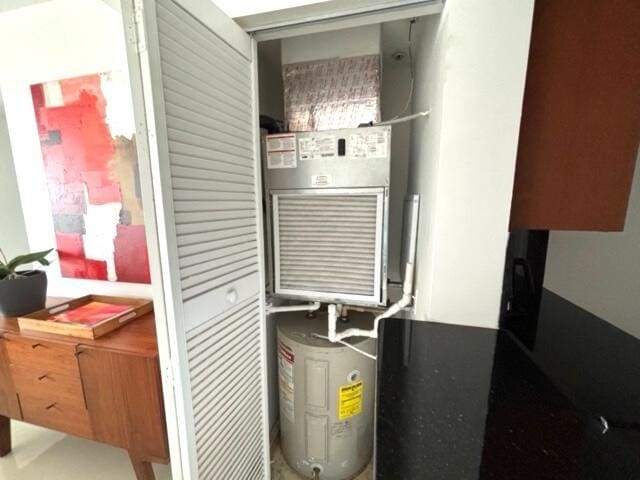 utility room with water heater