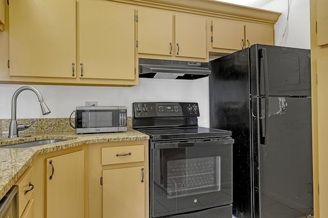 kitchen with sink and black appliances