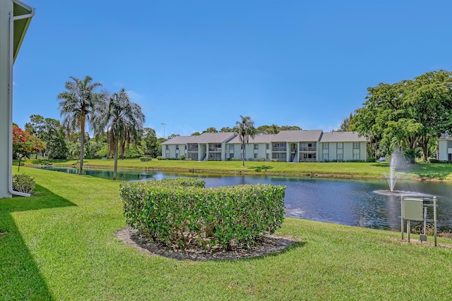 view of yard with a water view